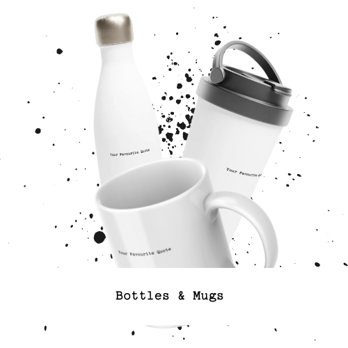 Minimalist Custom Mug and bottles with quotes